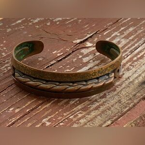 Vintage Copper Cuff Bracelet Native American Design Unisex Mens Woman’s Jewelry